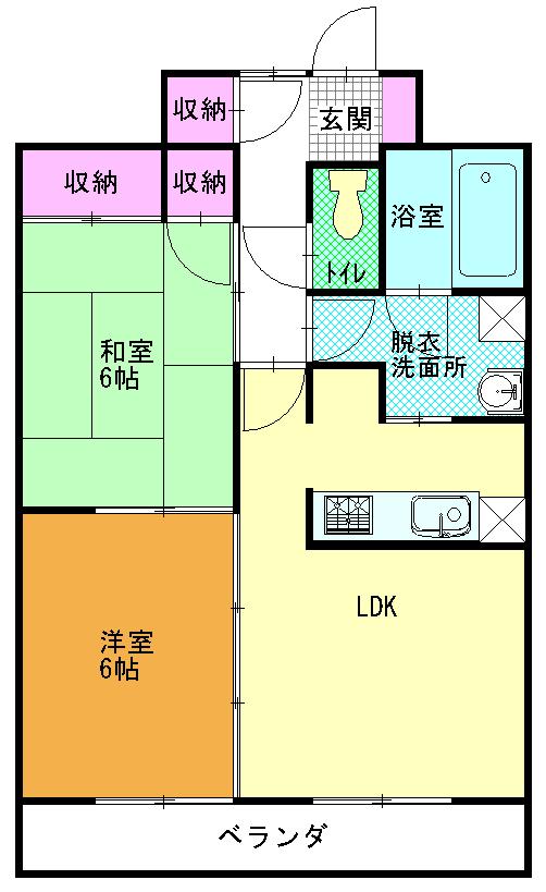 Floor plan. 2LDK, Price 6.5 million yen, Occupied area 58.19 sq m , Balcony area 8.04 sq m