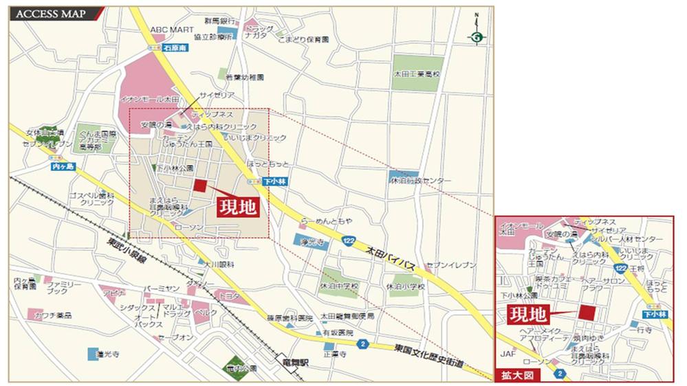 Local guide map. Excellent access environment that can be realized because it is located close to the bypass. Large shopping center is also a familiar, You can achieve the calm life while feeling comfortable and convenience. 