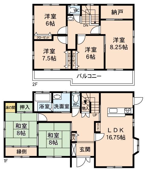 Floor plan. 18,800,000 yen, 6LDK + S (storeroom), Land area 238.02 sq m , Building area 157 sq m