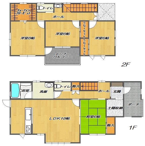 Floor plan. (Building 2), Price 29,800,000 yen, 4LDK+2S, Land area 252 sq m , Building area 119.23 sq m