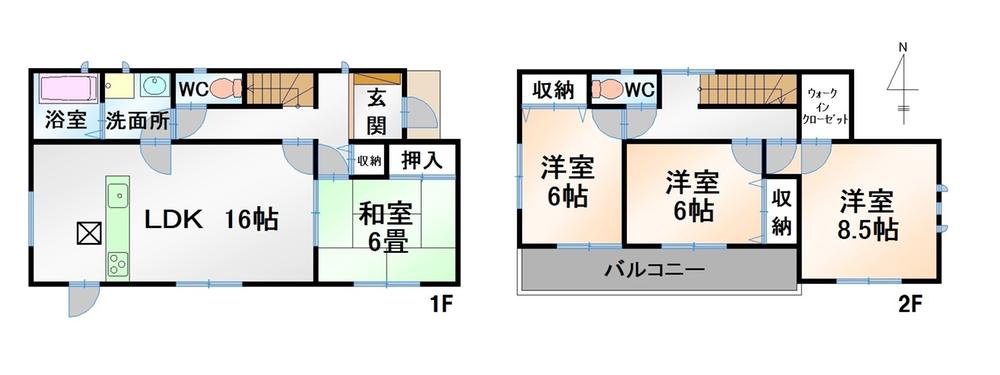 Floor plan. 21.9 million yen, 4LDK, Land area 253.7 sq m , Building area 105.98 sq m 1 Building