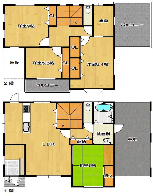 Floor plan. 17.5 million yen, 4LDK, Land area 171.11 sq m , Building area 125.59 sq m