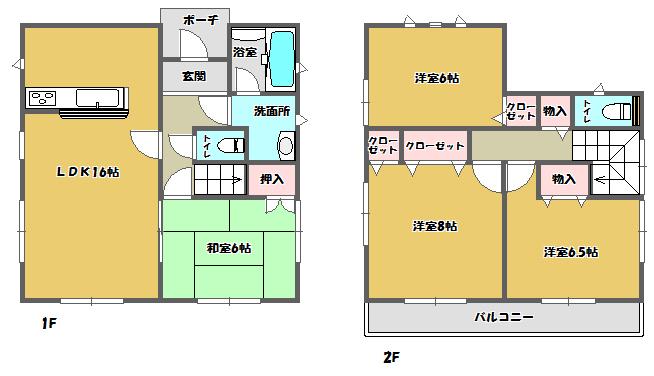 Floor plan. 17.8 million yen, 4LDK, Land area 153.86 sq m , Building area 95.58 sq m