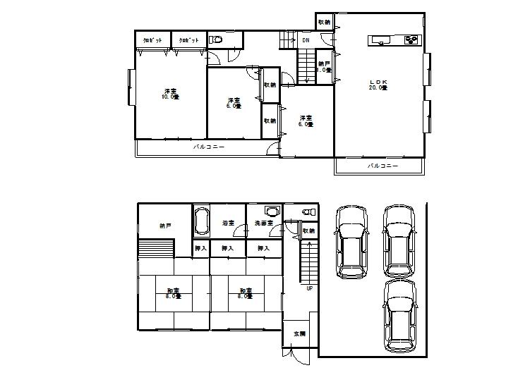 Floor plan. 14.8 million yen, 5LDK + S (storeroom), Land area 188.73 sq m , Building area 187.01 sq m