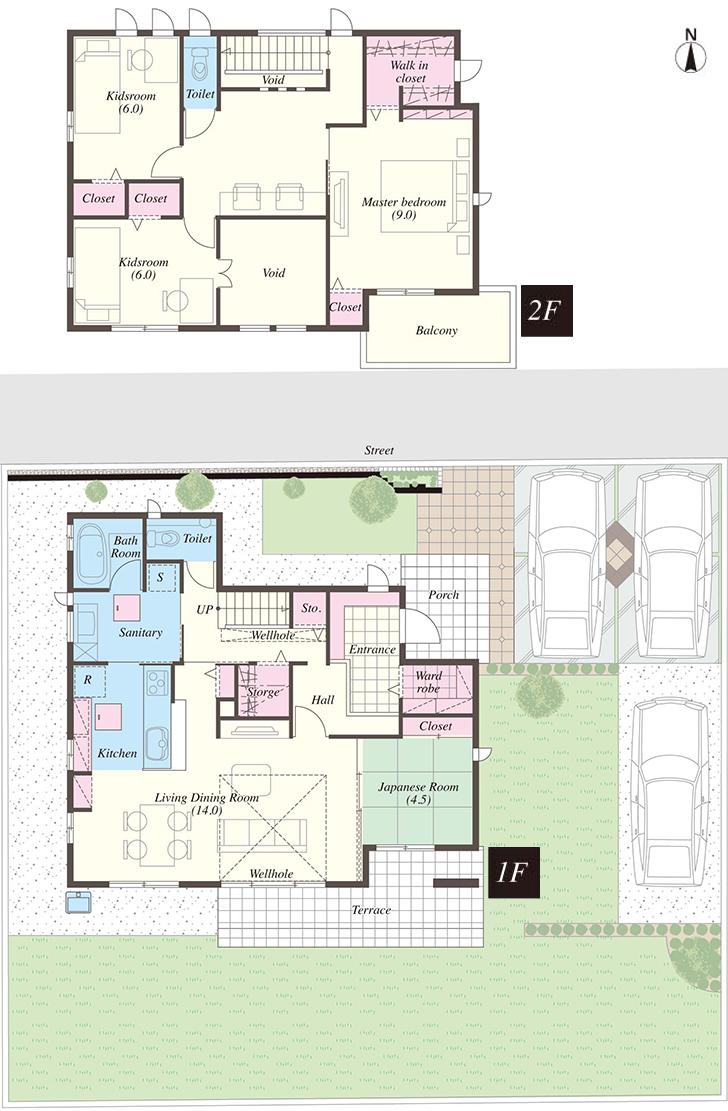 Floor plan.  [Building 3] So we have drawn on the basis of the Plan view] drawings, Plan and the outer structure ・ Planting, such as might actually differ slightly from.  Also, car ・ furniture ・ Consumer electronics are not included in the price. 