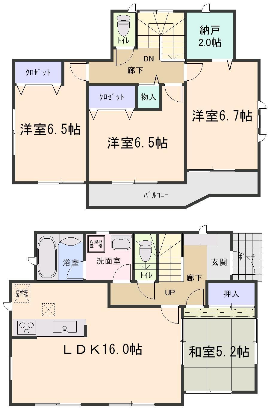 Floor plan. (Building 2), Price 18,800,000 yen, 4LDK+S, Land area 351.76 sq m , Building area 98.81 sq m