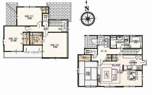 Floor plan. (Building 2), Price 28,900,000 yen, 4LDK, Land area 205.65 sq m , Building area 109.3 sq m