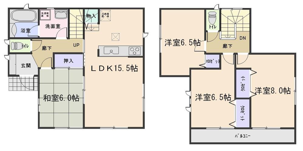 Floor plan. 19,800,000 yen, 4LDK, Land area 158.8 sq m , Building area 97.2 sq m 2 Building floor plan