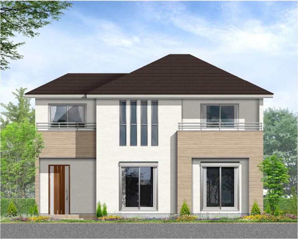 Rendering (appearance). (No. 12 locations) adopted Rendering living access stairs. Communication deepens the natural family. The entrance side was provided with a dirt floor storage. Comfortable convenient twin balcony. 