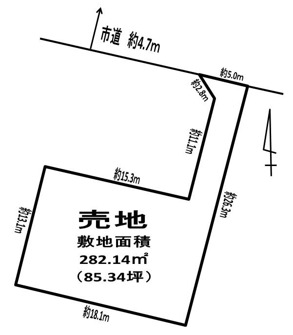 Compartment figure. Land price 5.25 million yen, Land area 282.14 sq m