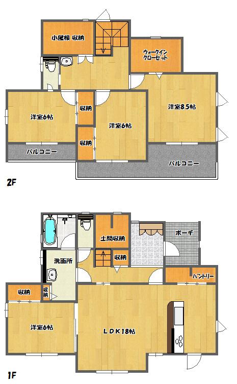 Floor plan. (2), Price 23,900,000 yen, 4LDK+3S, Land area 255.39 sq m , Building area 121.72 sq m