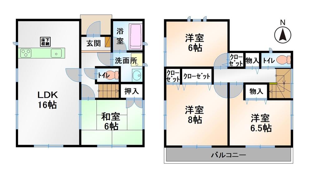 Floor plan. 17.8 million yen, 4LDK, Land area 153.86 sq m , Building area 95.58 sq m 1 Building