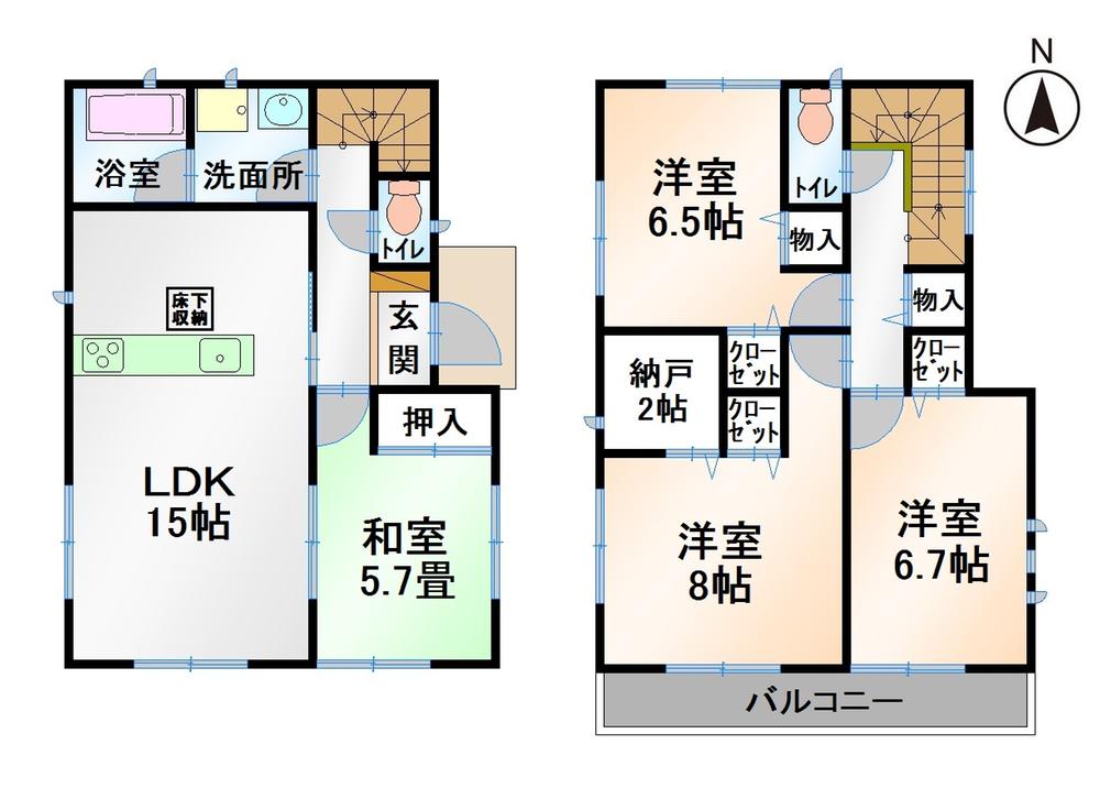 Floor plan. 17.8 million yen, 4LDK, Land area 153.86 sq m , Building area 95.58 sq m 2 Building
