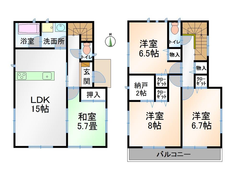 Floor plan. 16.8 million yen, 4LDK + S (storeroom), Land area 321.27 sq m , Building area 98.81 sq m 1 Building ・ Floor plan
