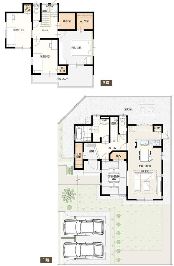 Floor plan. (No. 6 locations), Price 26,800,000 yen, 4LDK, Land area 202.29 sq m , Building area 113.44 sq m