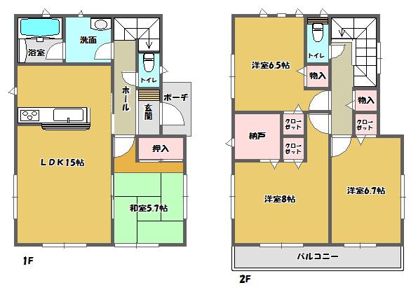 Floor plan. 16.8 million yen, 4LDK + S (storeroom), Land area 213.94 sq m , Housed in a building area of ​​98.81 sq m each room is, of course there is a storeroom in the preeminent storage capacity, Is a good floor plan easy to use. 