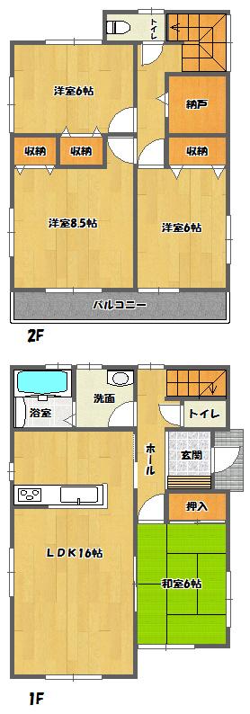 Floor plan. 18.9 million yen, 4LDK + S (storeroom), Land area 150.48 sq m , Building area 104.33 sq m each room has a separate storage, Is also a good floor plan easy to use there is a storage capacity because the closet. 