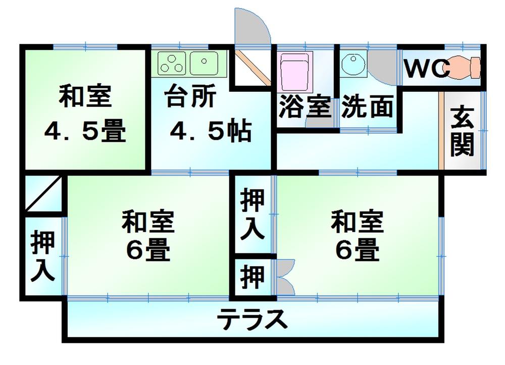 Floor plan. 9.9 million yen, 3K, Land area 329.5 sq m , Building area 51.75 sq m