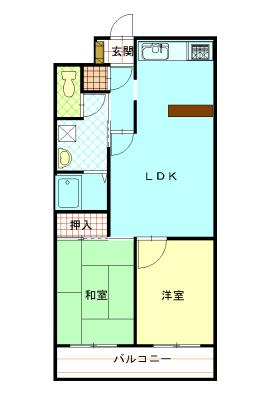 Floor plan. 2LDK, Price 4.8 million yen, Occupied area 50.51 sq m , Balcony area 5.67 sq m