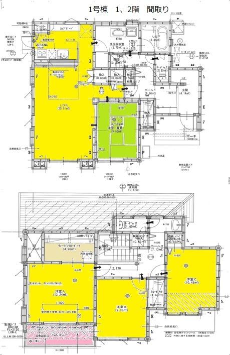 Floor plan. (Ota Iwasegawa cho Town 1 Building), Price 24.5 million yen, 4LDK, Land area 216.27 sq m , Building area 122.27 sq m