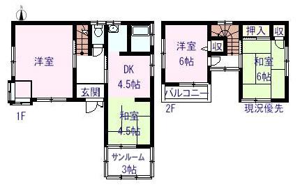 Floor plan. 5.8 million yen, 4DK, Land area 147.01 sq m , Building area 66.24 sq m floor plan