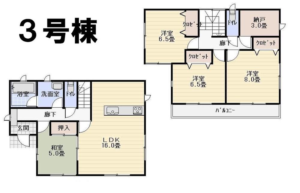 Floor plan. (3 Building), Price 17.8 million yen, 4LDK+S, Land area 167.55 sq m , Building area 102.87 sq m