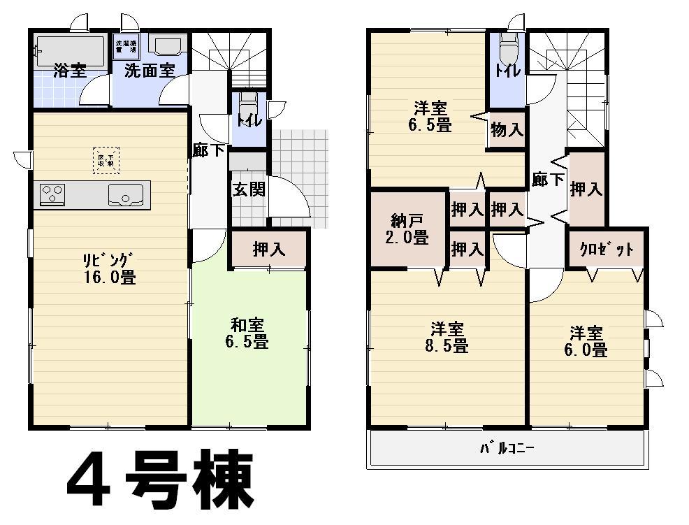 Floor plan. (4 Building), Price 19,800,000 yen, 4LDK, Land area 197.22 sq m , Building area 104.49 sq m