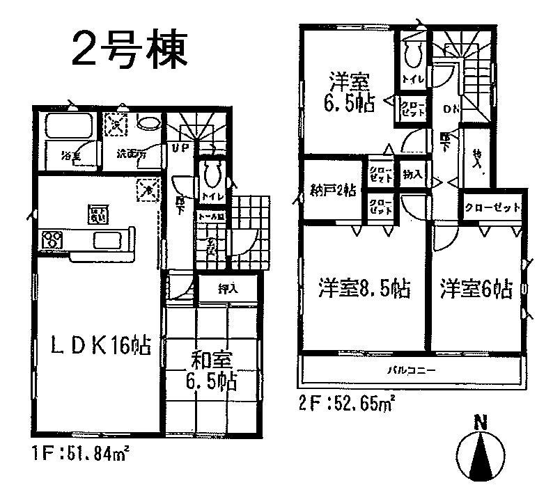 Floor plan. (Building 2), Price 20.8 million yen, 4LDK+S, Land area 183.28 sq m , Building area 104.49 sq m