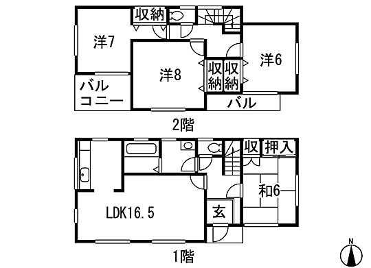 Floor plan. (Building 2), Price 21,800,000 yen, 4LDK, Land area 200.04 sq m , Building area 103.5 sq m