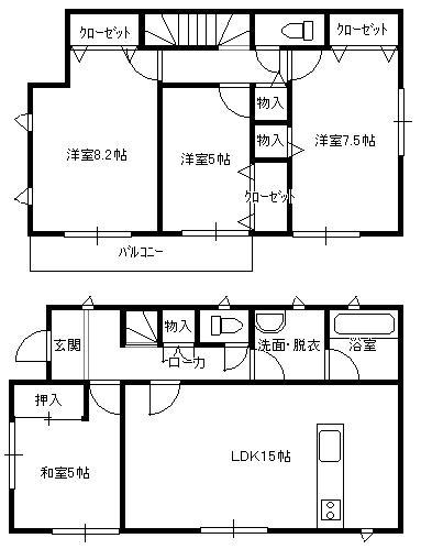 Floor plan. 22,800,000 yen, 4LDK, Land area 165.85 sq m , It is a building area of ​​103.87 sq m Zenshitsuminami direction