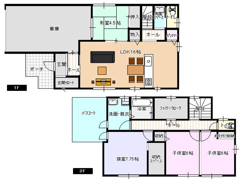 Floor plan. (1 Building), Price 26,900,000 yen, 4LDK, Land area 208 sq m , Building area 122.96 sq m