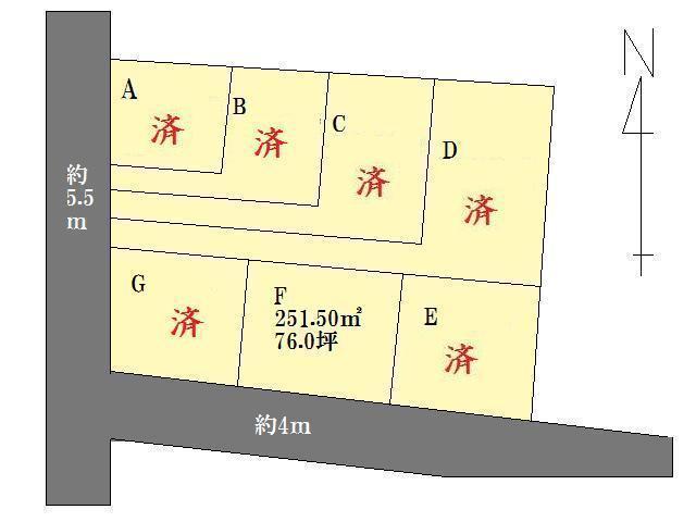 Compartment figure. Land price 9.5 million yen, Land area 251.5 sq m compartment view