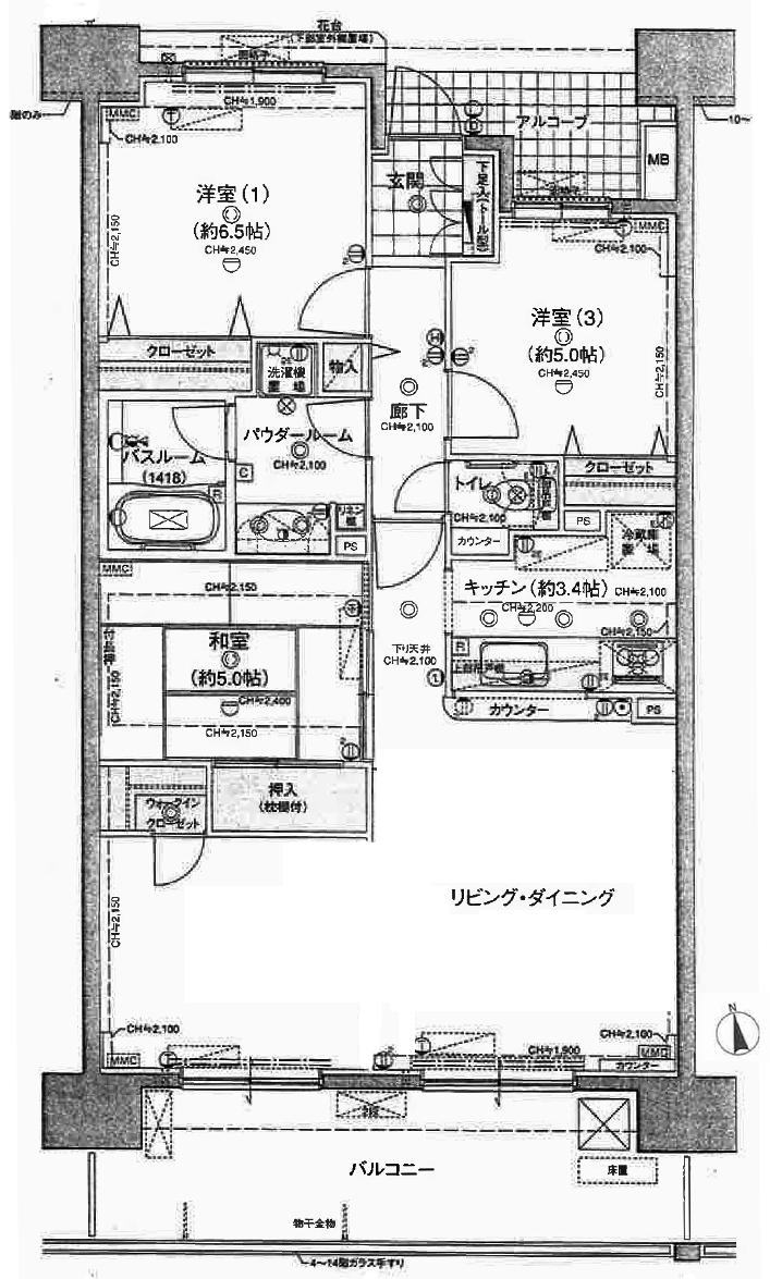 Floor plan. 3LDK, Price 22,800,000 yen, Occupied area 80.95 sq m , Balcony area 14.1 sq m floor plan