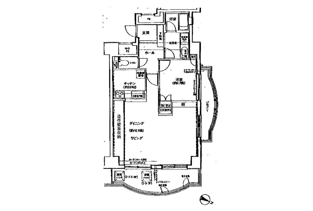 Floor plan. 1LDK, Price 8.6 million yen, Occupied area 53.99 sq m , Balcony area 14.11 sq m