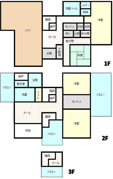 Floor plan. 62 million yen, 4LDK + S (storeroom), Land area 3,059.14 sq m , Building area 209.42 sq m