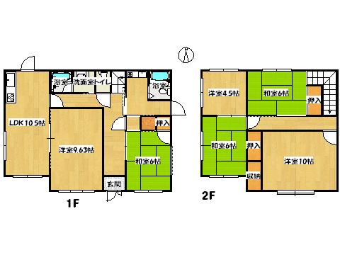 Floor plan. 19.5 million yen, 6LDK, Land area 251.08 sq m , Building area 133.39 sq m