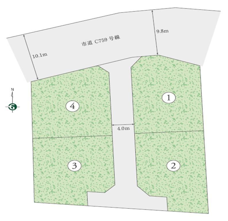 The entire compartment Figure. ventilation ・ So as not to interfere with daylighting, Next to building interval of building ・ Enters can be suppressed because the other people and vehicles residents to zoning, It increases the safety. 