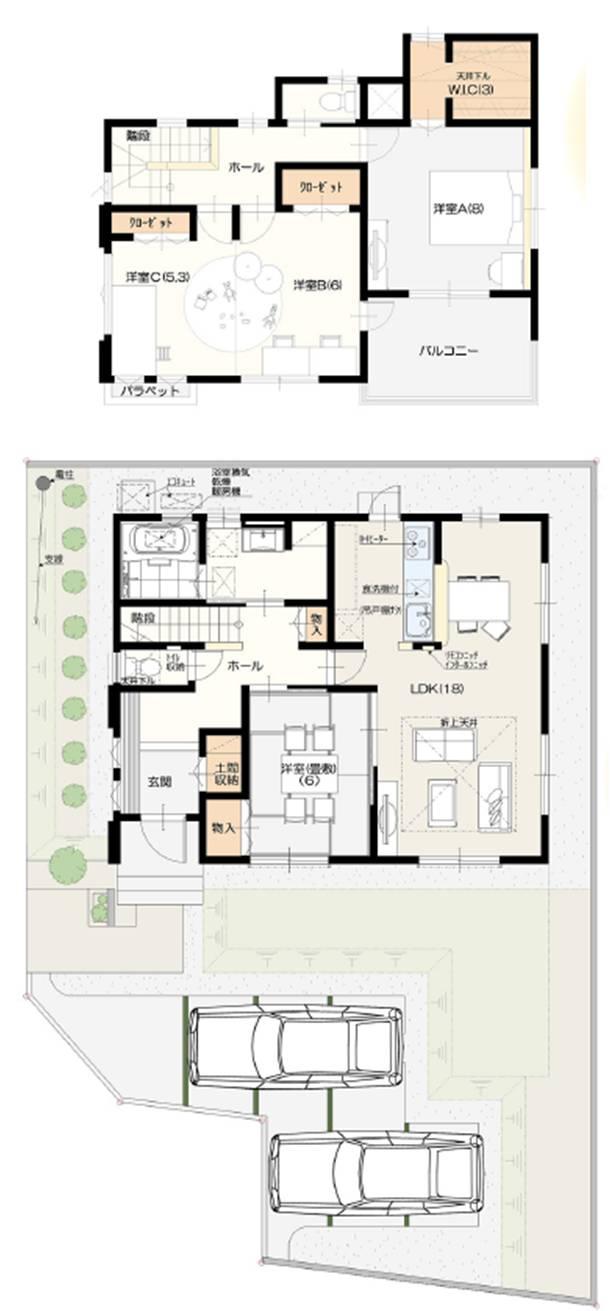 Floor plan. (Building 2), Price 29,800,000 yen, 3LDK, Land area 191.16 sq m , Building area 114.27 sq m