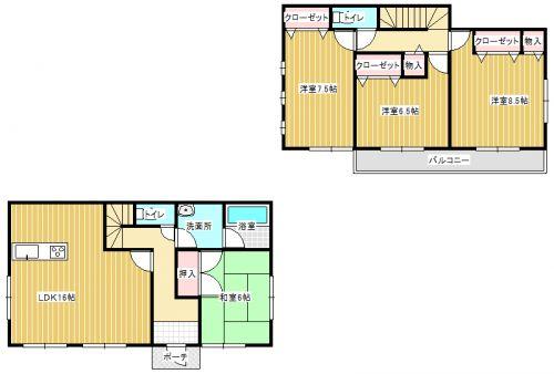 Floor plan. 23.8 million yen, 4LDK, Land area 189.4 sq m , Floor plan of the building area 103.68 sq m Zenshitsuminami direction! 