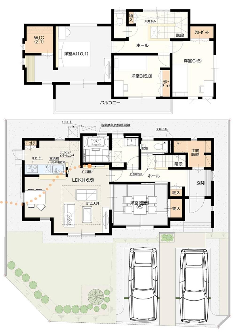 Floor plan. (1 Building), Price 34,800,000 yen, 4LDK, Land area 175 sq m , Building area 115.69 sq m