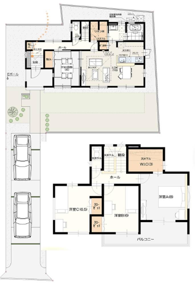 Floor plan. (3 Building), Price 33 million yen, 4LDK, Land area 238 sq m , Building area 113.12 sq m