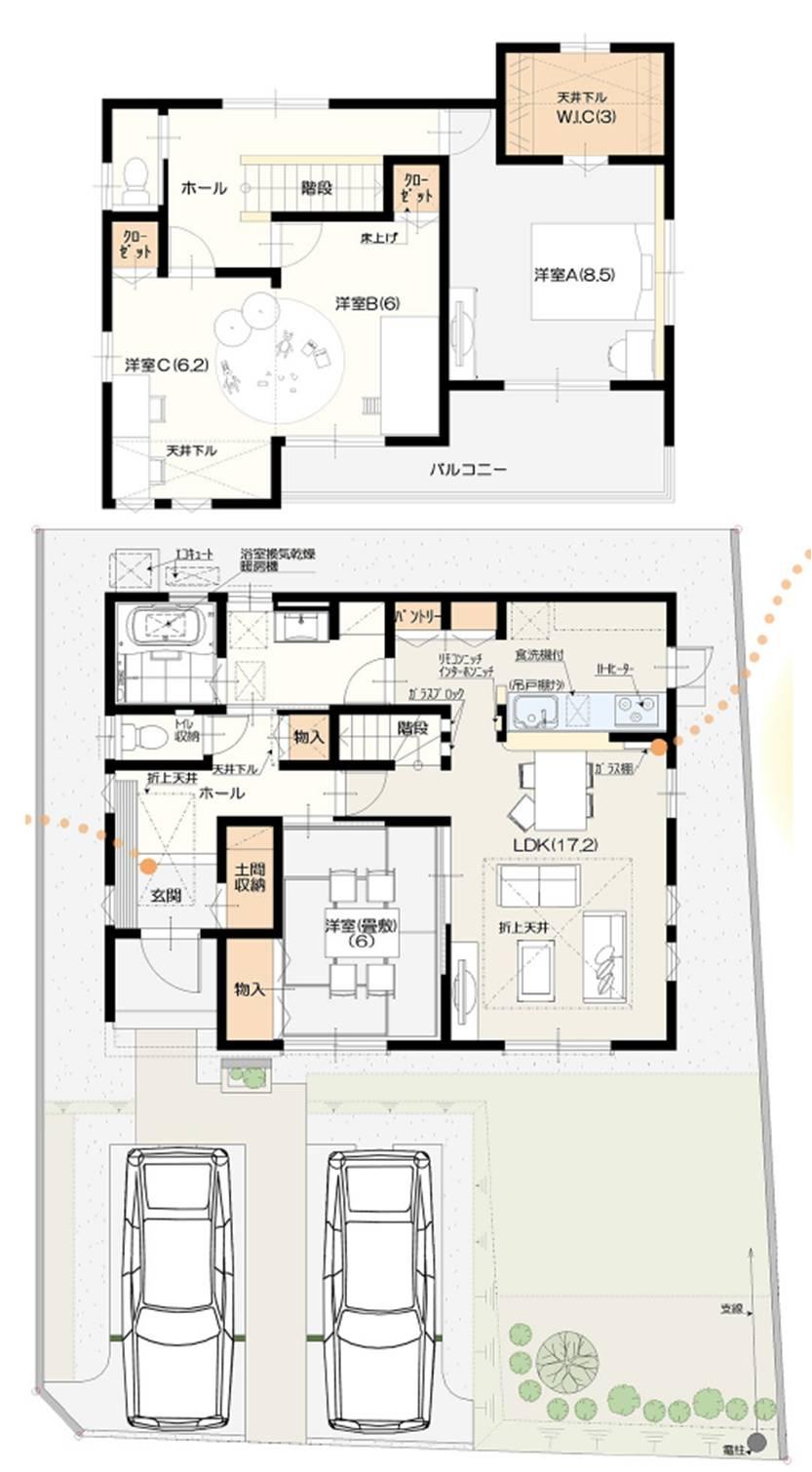 Floor plan. (4 Building), Price 34,300,000 yen, 3LDK, Land area 175 sq m , Building area 114.55 sq m