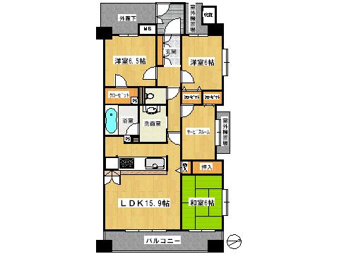 Floor plan. 3LDK + S (storeroom), Price 23,700,000 yen, Occupied area 82.01 sq m , Balcony area 14.9 sq m
