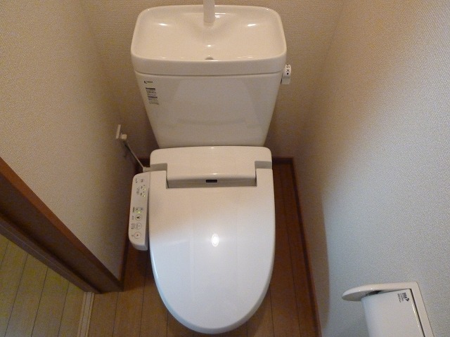 Toilet. It is with warm water washing heating toilet seat