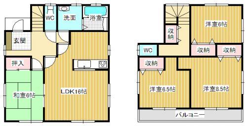 Floor plan. 17.8 million yen, 4LDK, Land area 201.04 sq m , Floor plan of the building area 105.15 sq m Zenshitsuminami direction! 