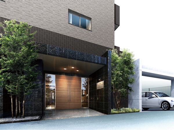 Buildings and facilities. People who live, The welcome visitors is, Entrance filled with calm. Elaborately appropriate design in the face of the house, In the cozy brightness and magnificent of height, It gently wraps the people. (Entrance Rendering)