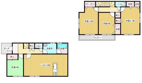 Floor plan. 22,800,000 yen, 4LDK, Land area 166.85 sq m , Floor plan of the building area 102.87 sq m Zenshitsuminami direction! 