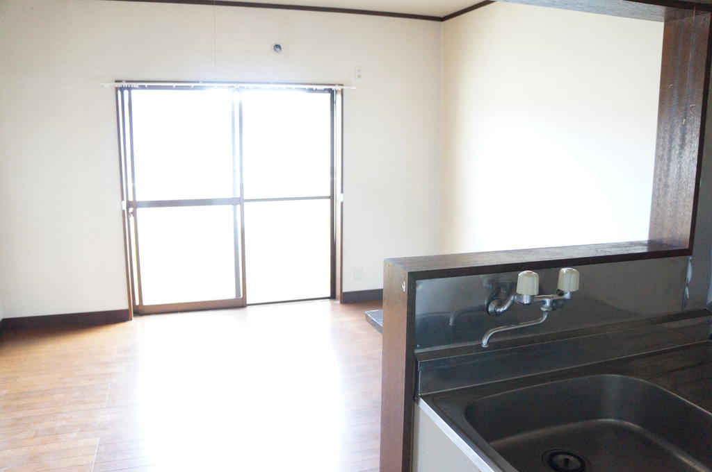 Kitchen. Living room overlooks the kitchen! 