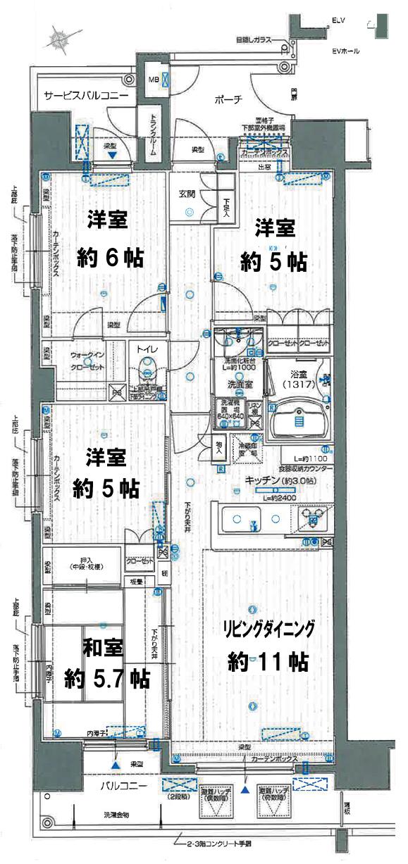 Floor plan. 4LDK, Price 18.5 million yen, Footprint 78.1 sq m , Balcony area 9.51 sq m floor plan