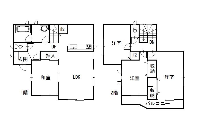 Floor plan. 20,990,000 yen, 4LDK, Land area 205.75 sq m , Building area 103.67 sq m Floor Plan (1 Building)